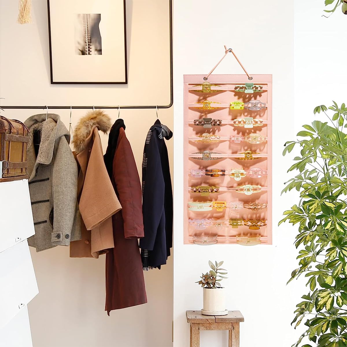HASTHIP Hanging Hair Claw Clip Holder Organizer for Women Girls, Claw Hair Clips Storage Organizer for Wall, Door - Hair Banana Barrettes Jaw Clips Display Holder - Pink HASTHIP Hanging Hair Claw Clip Holder Organizer for Women Girls, Claw Hair Clips Storage Organizer for Wall, Door - Hair Banana Barrettes Jaw Clips Display Holder - Pink